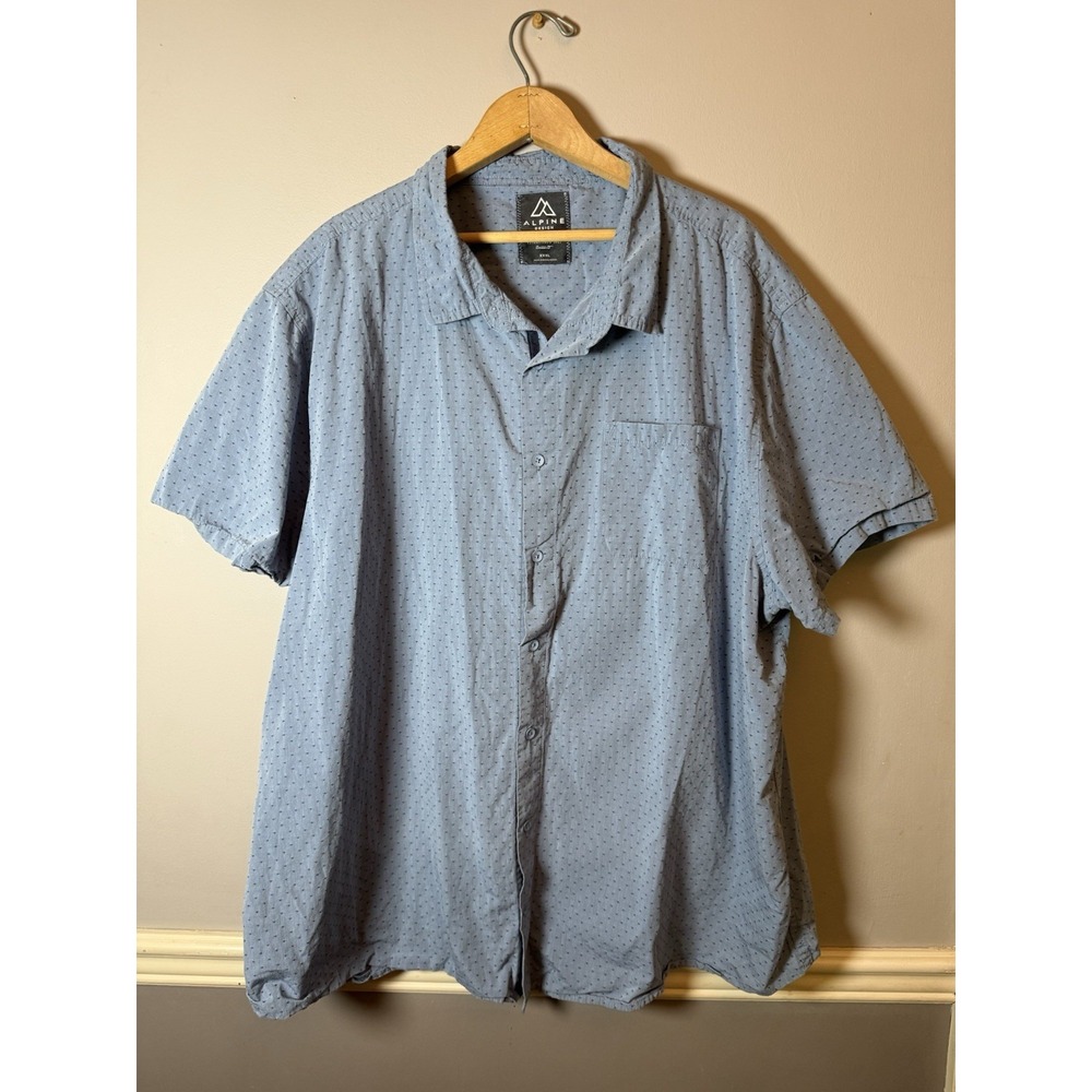 Alpine Design Mens Short Sleeve Button Down‎ Shirt XXXLarge blue